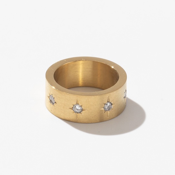 Pearlory Jewelry - Elegant Gold Band with Silver Accents Milky Way Band Pearlory
